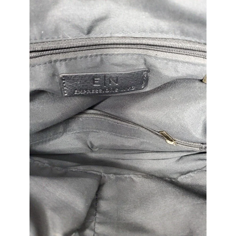 Expressions Black Faux Leather Backpack with Gold Hardware